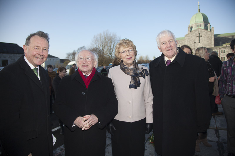 With the Irish President, his wife, and Johnny Joyce, a descendant of the murdered family.