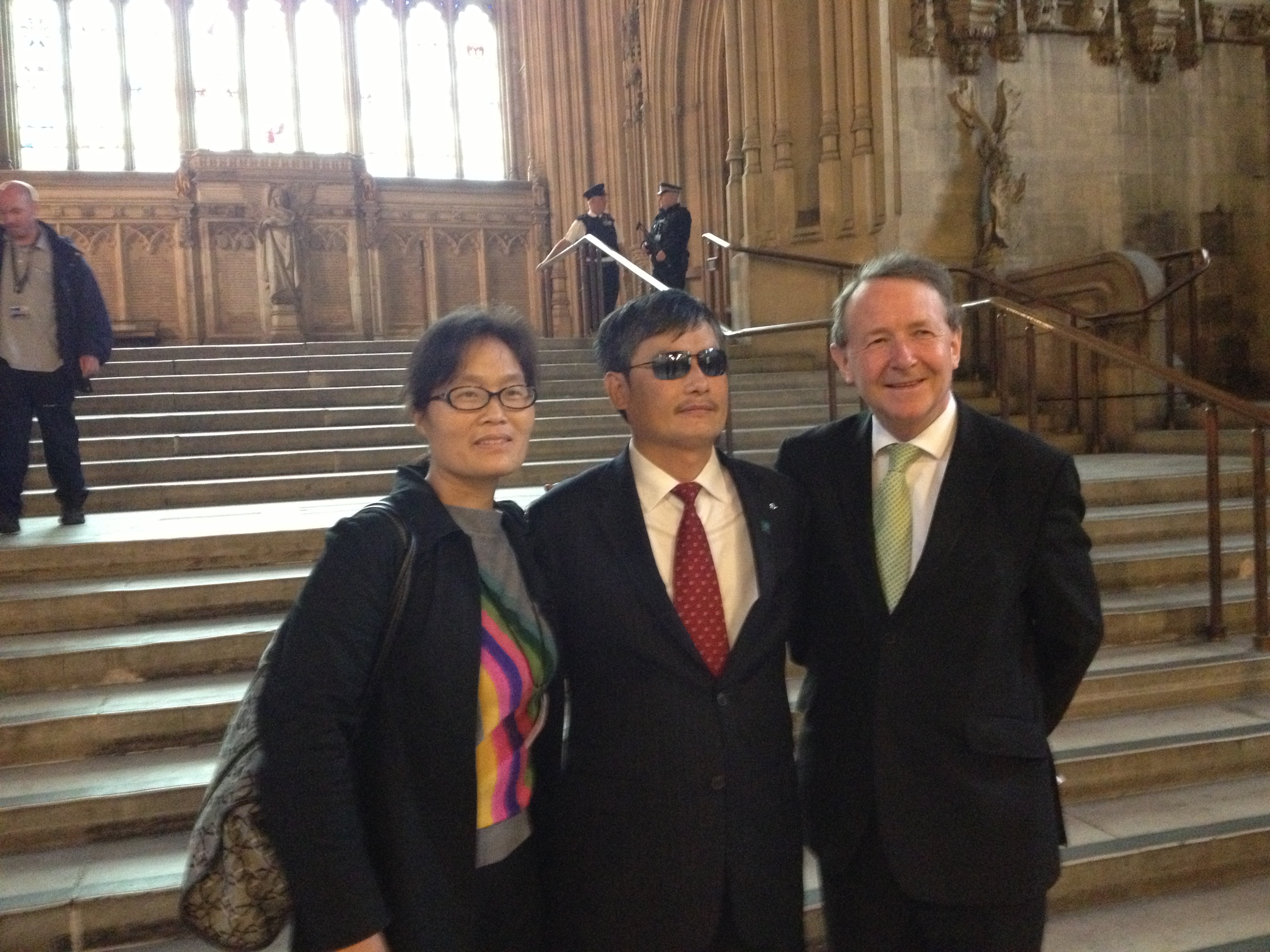 Cheng Guangcheng and his wife in Parliament's Westminster Hall