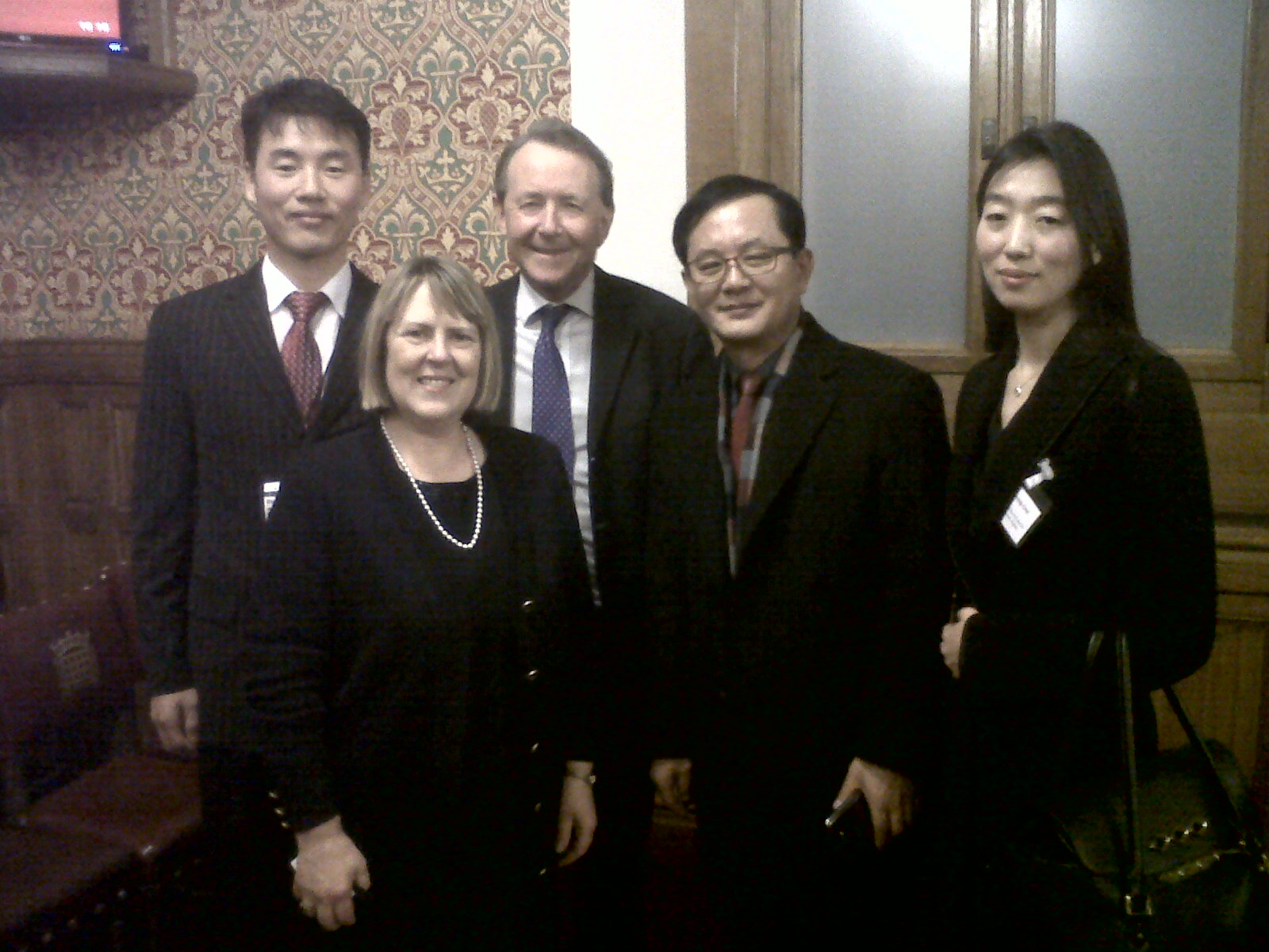 North Korean escapees giving evidence to the parliamentary committee at Westminster. Fiona Bruce MP, Vice Chairman of the Committee is in the foreground of the picture.