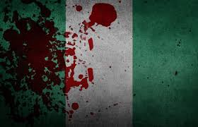 Nigeria flag splatted with blood